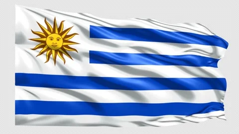 Uruguay Flag Loop 4K UHD 3840 x 2160 with alpha channel Stock Footage 221476132