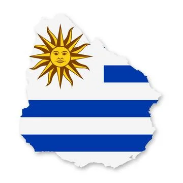 Uruguay flag map with clipping path 3d illustration Illustrazione stock