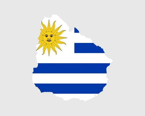 Uruguay Flag Map. Map of the Oriental Republic of Uruguay with Uruguayan banner Stock Illustration
