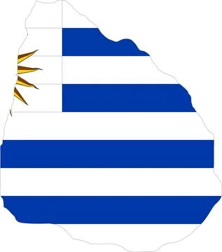 Uruguay Flag in Map, Uruguay Map with Flag, Country Map, Uruguay Map with F.. Stock Illustration