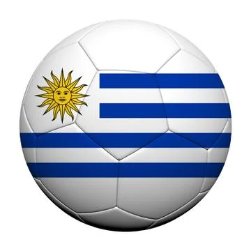 Uruguay flag pattern 3d rendering of a soccer ball Stock Illustration