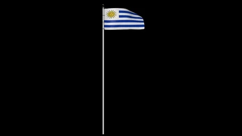 Uruguay Flag on Pole with Alpha Channel 库存影片 87285554