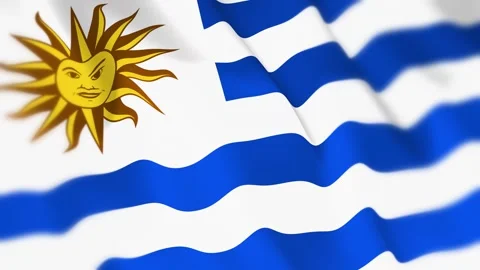 Uruguay Flag Seamless Loop 4k 60fps on Sky Background Stock Footage 340351158