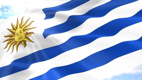 Uruguay Flag Seamless Loop 4k 60fps on Sky Background Vídeos de archivo 341554171
