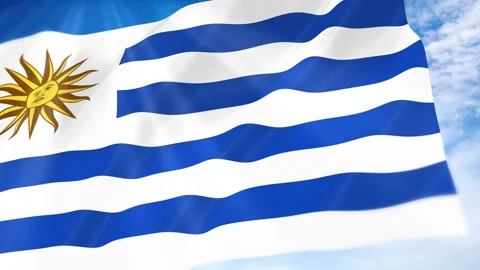 Uruguay Flag Seamless Loop 4k 60fps on Sky Background Stock Footage 341679614