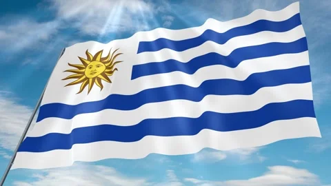 Uruguay Flag Seamless Loop 4k 60fps on Sky Background Stock Footage 341752797