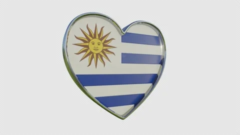 Uruguay Flag in the Shape of 3D Heart. Video stock 140322598