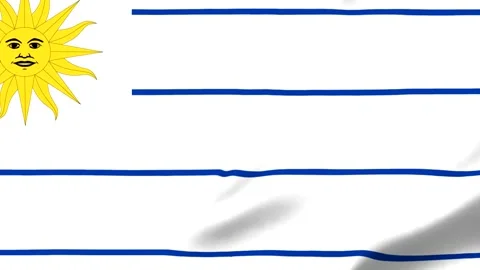 Uruguay flag with sun symbol and blue stripes on white background Vídeo Stock 343573491