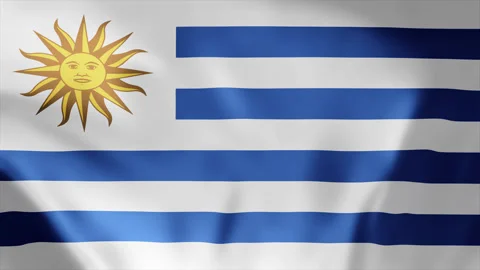 Uruguay flag is waving 3D animation. Flag seamless loop animation 4k. Stock-Footage 259492918