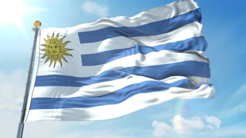 URUGUAY FLAG WITH WAVING AND LOOPING ANIMATION Stock Footage 131303186