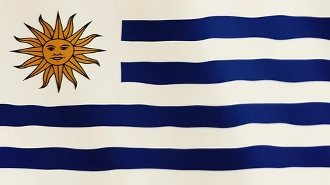 Uruguay flag waving animation. Full Screen. Symbol of the country. Stock Footage 89581291