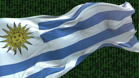 Uruguay flag - Waving flag on matrix binary code background Stock Footage 321422019
