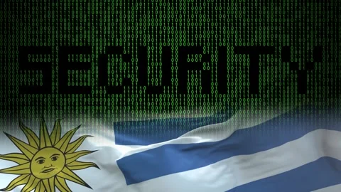 Uruguay flag - Waving flag on matrix binary code background Stock Footage 321422643