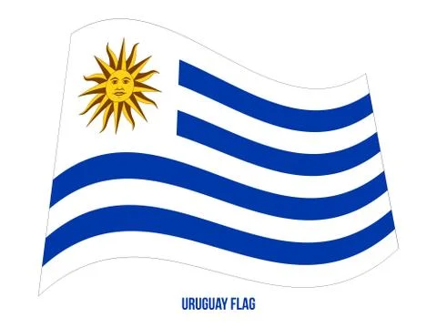 Uruguay Flag Waving Vector Illustration on White Background. Illustrazione stock