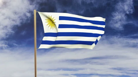 Uruguay flag waving in the wind. Green screen, alpha matte. Loopable animation Stock Footage 48636354