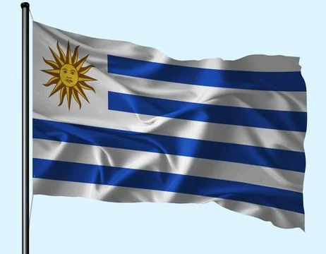 Uruguay Flag Wind Waving With Pole Stock Illustration