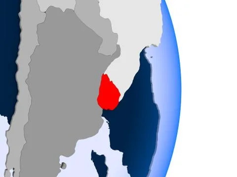 Uruguay on globe Stock Illustration
