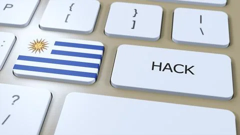 Uruguay Hack of Country or Hacker Attack 3D Illustration. Country National Flag Stock Illustration
