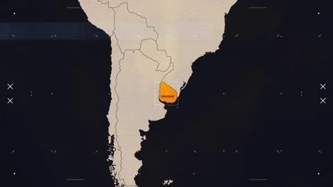 Uruguay HUD News Map Stock Footage 342792882