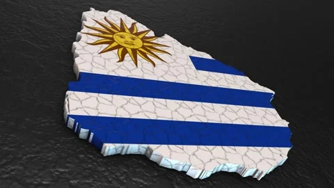 Uruguay map 3d. 3d map of Uruguay. Video stock 276235764
