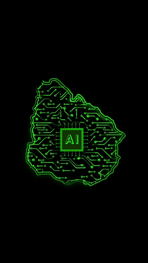 Uruguay Map AI Chipset Technology Opener Stock Footage 337172937