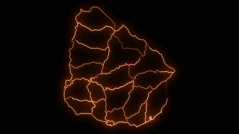 Uruguay map with all states or provinces glowing neon. Stock Footage 169065716