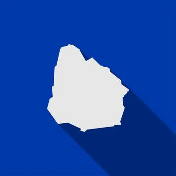 Uruguay map on blue background with long shadow Stock Illustration