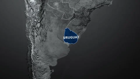 URUGUAY  Map Blue Color 4K Stock Footage 342792793