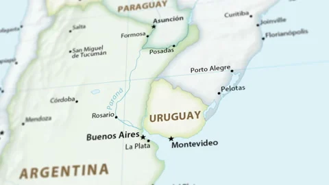Uruguay on a Map with Defocus (4K UHD) Stock Footage 113350464