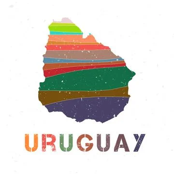 Uruguay map design. Shape of the country with beautiful geometric waves and.. 스톡 일러스트