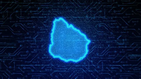 Uruguay Map Digital Technology Opener Stock Footage 335082809