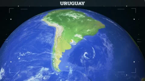 Uruguay Map from Earth with Flag Stock Footage 342792899