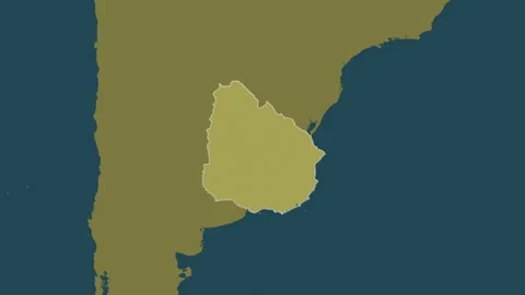 Uruguay map - extract. Border. Pattern. Labels Stock Footage 323006399