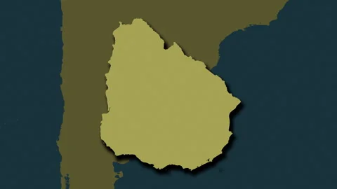 Uruguay map - extract. Shadow. Pattern. Labels Stock Footage 323006542