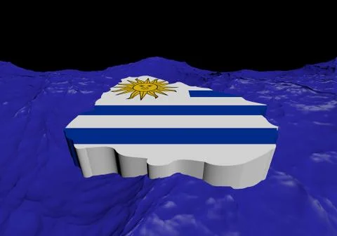 Uruguay map flag in abstract ocean illustration Stock Illustration
