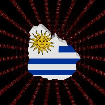 Uruguay map flag on red hex code burst illustration 库存插图