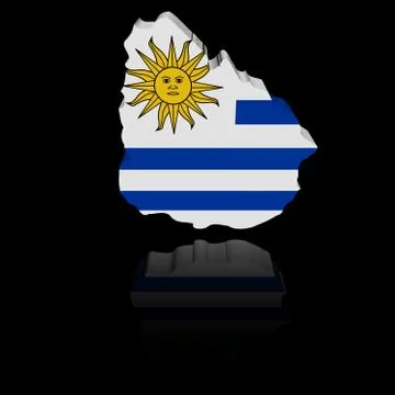 Uruguay map flag with reflection illustration Stock Illustration
