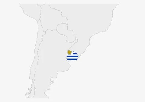 Uruguay map highlighted in Uruguay flag colors Stock Illustration