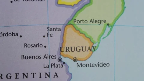 Uruguay on a map. Political map of Uruguay Stock Footage 285778829