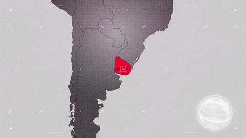 Uruguay Map Red and Gray with Effects Stock Footage 342792913