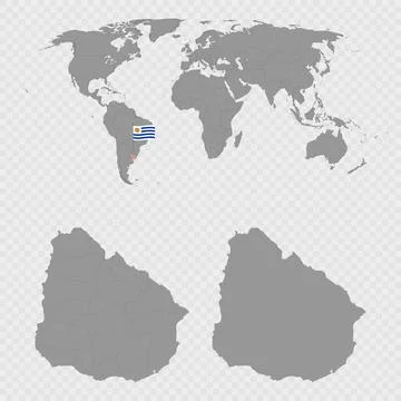 Uruguay Map Set with World Location. Illustrazione stock