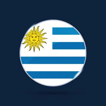 Uruguay national flag Circle button Icon. Simple flag, official colors and pr Illustrazione stock