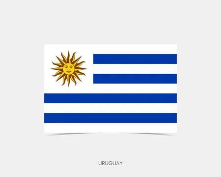Uruguay Rectangle flag icon with shadow. Illustrazione stock