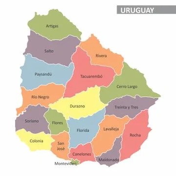 Uruguay regions map Stock Illustration