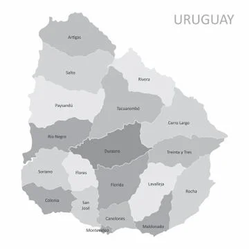 Uruguay regions map Stock Illustration