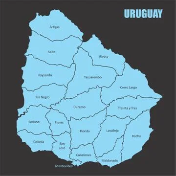 Uruguay regions map Stock Illustration