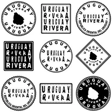 Uruguay Rivera Seal Map Design Stock Illustration