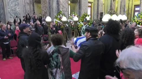 Uruguay says goodbye to singer, percussionist, and composer Rubén Rada, Montevid Stock Footage 343788940