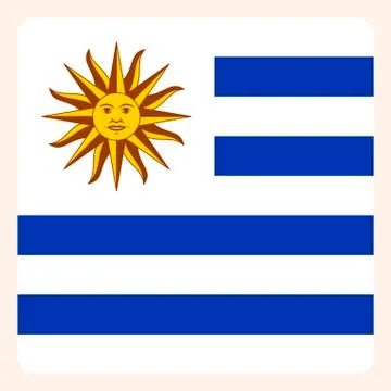 Uruguay square flag button, social media communication sign, business icon. Stock Illustration