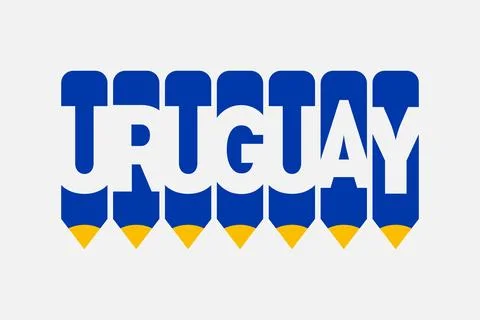 Uruguay text with Pen symbol creative ideas design Illustrazione stock